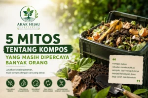 Ilustrasi komposter rumah tangga dan 5 mitos tentang kompos