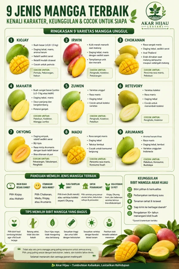 Infografis 9 jenis mangga terbaik dan panduan memilih bibit mangga